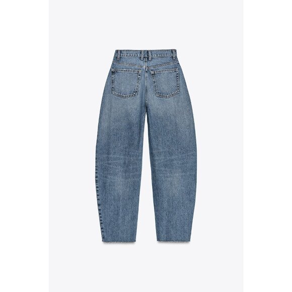 ZARA HIGH-WAIST TRF BARREL JEANS - Picture 9 of 10